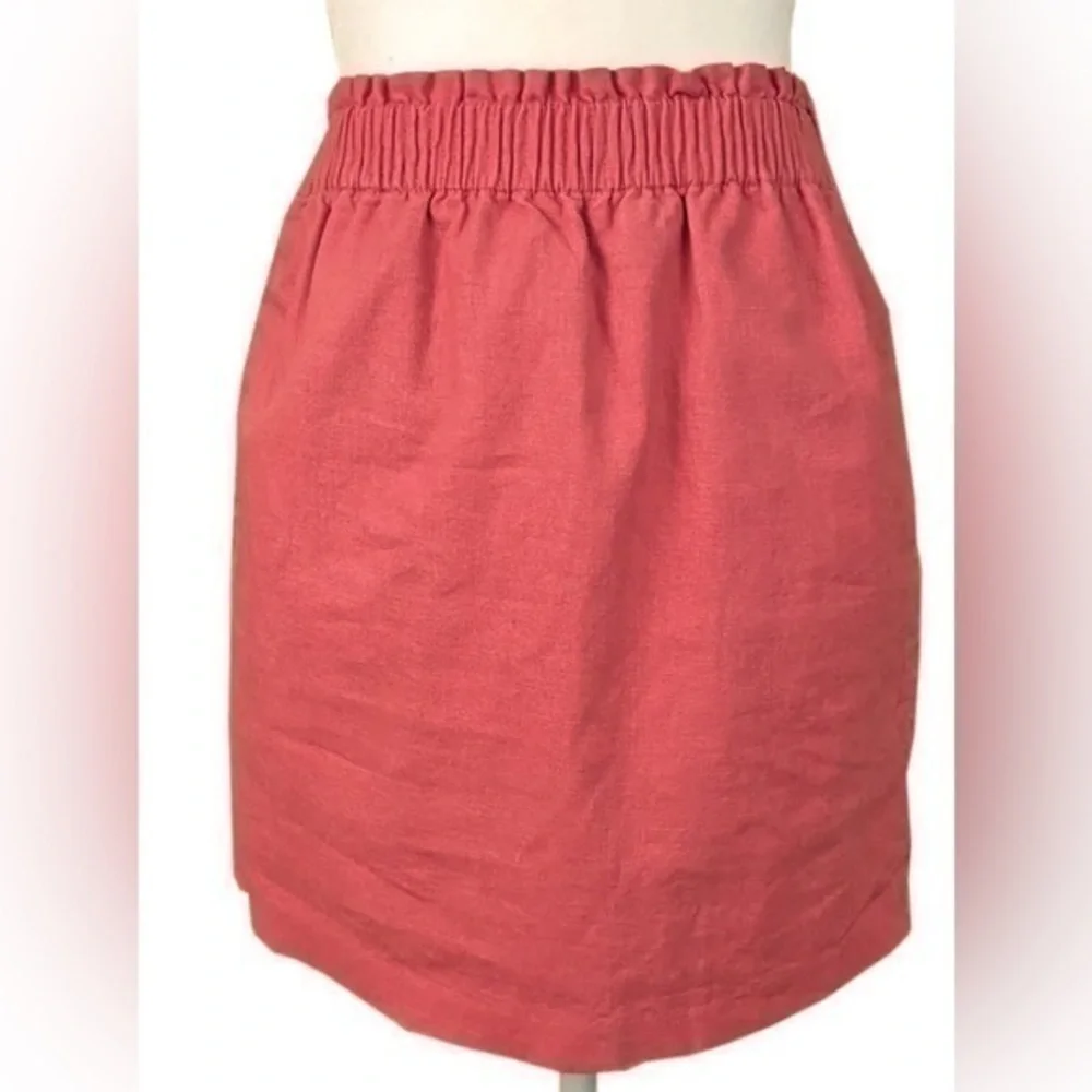 UEC J Crew Sidewalk Pleated Pull-on Mini Skirt Size 4 Coral Orange Pockets Lined